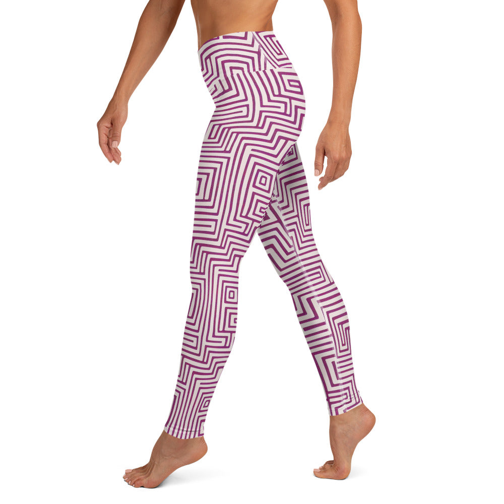 Purple Maze Pattern Yoga Leggings