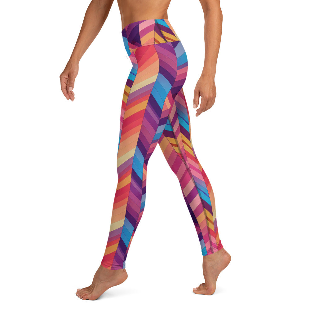 Geometric Wave Pattern Yoga Leggings