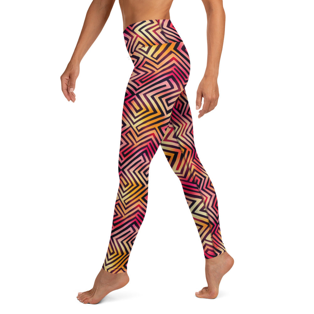 Colorful Maze Pattern Yoga Leggings