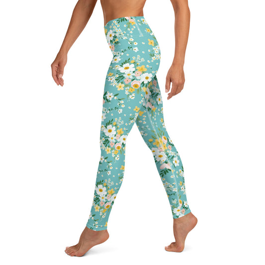 Pastel Floral Garden Printed Yoga Leggings