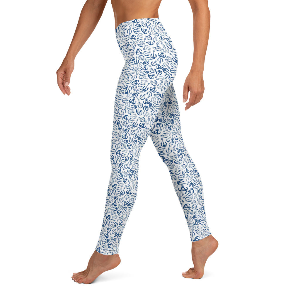 Anchors All Around Printed Yoga Leggings