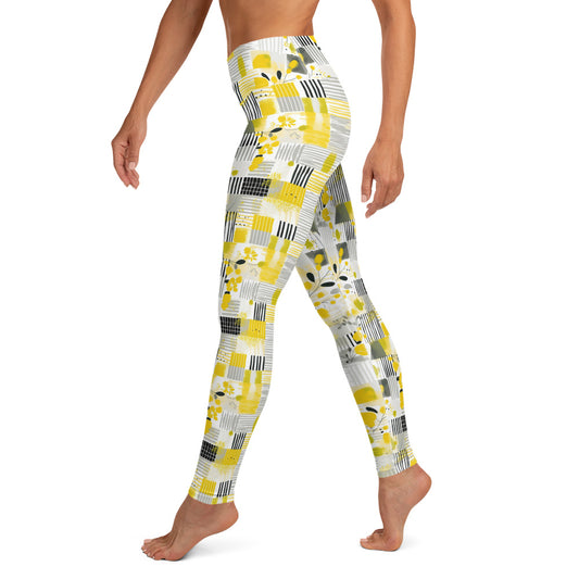 Yellow Bloom Printed Yoga Leggings