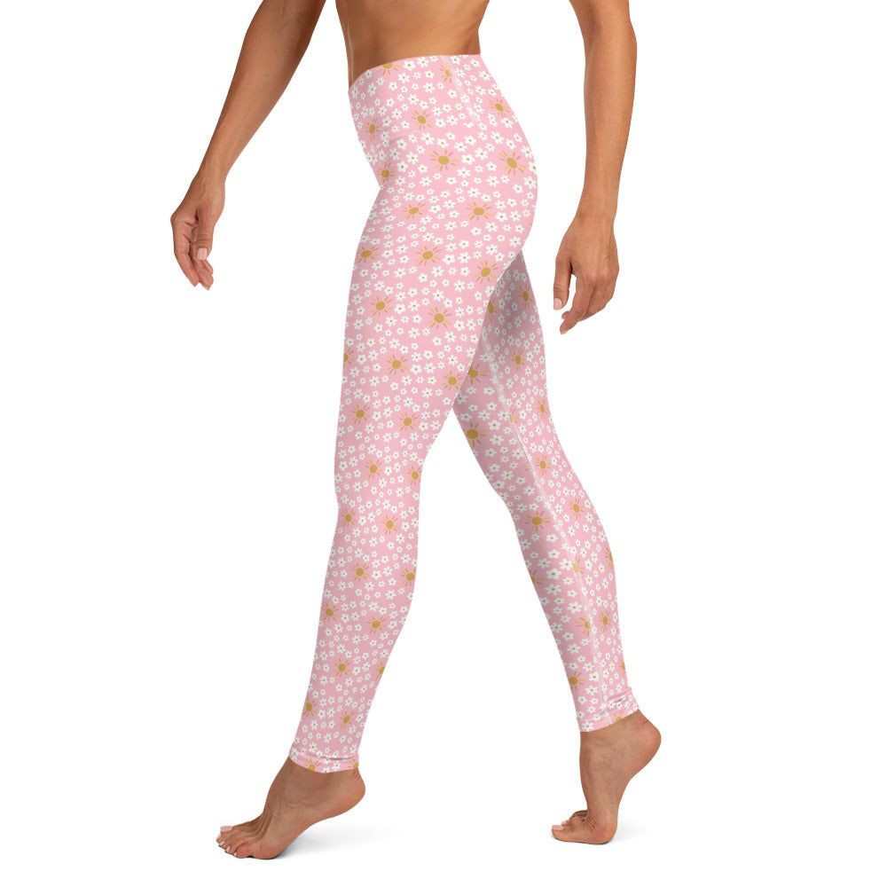 Pink Floral Printed Yoga Leggings