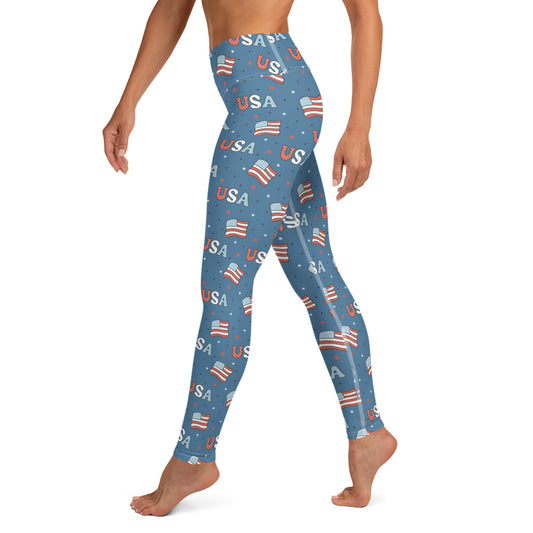 USA Flag Printed Yoga Leggings