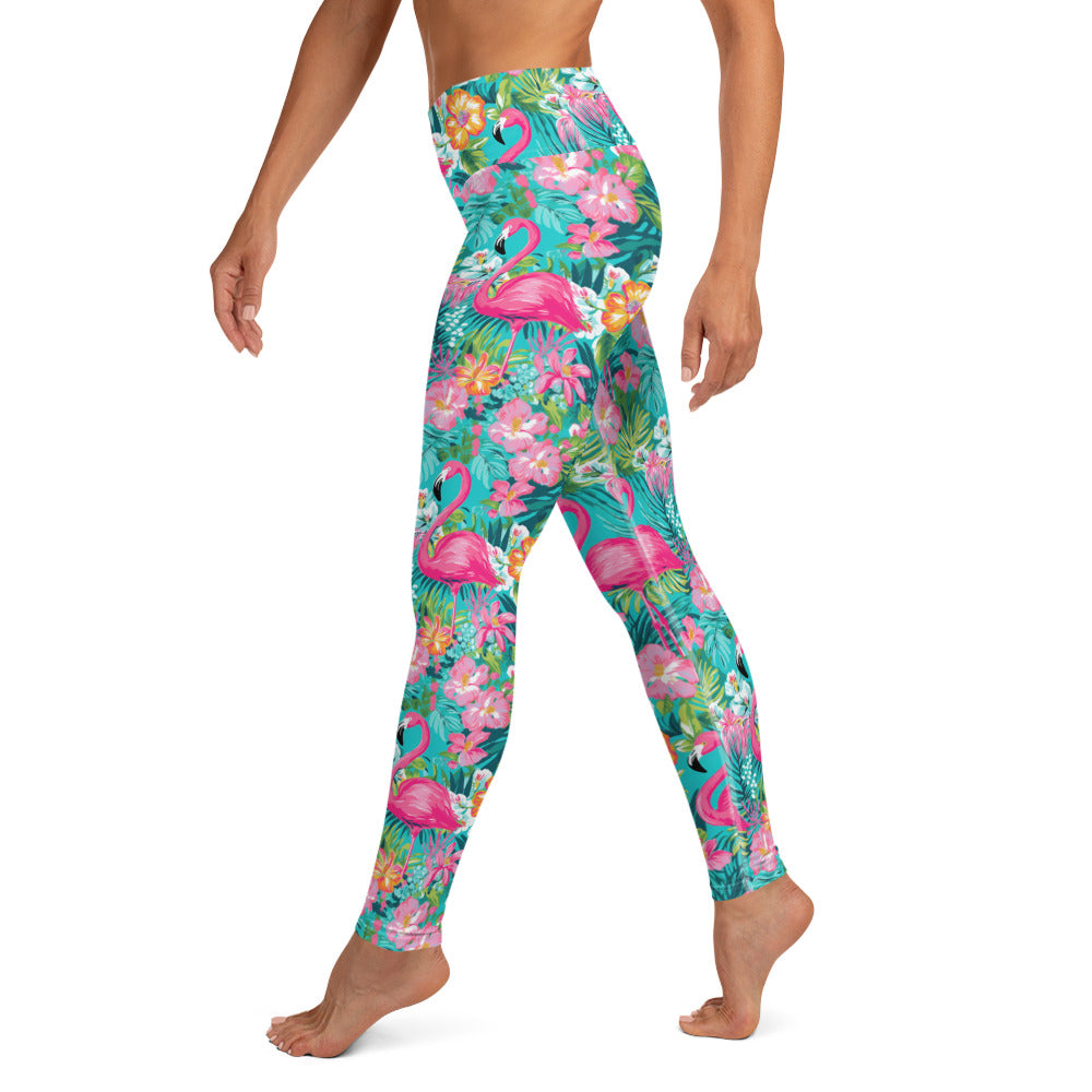 Tropical Flamingo Print Yoga Leggings