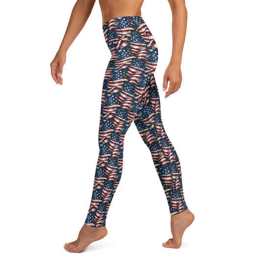 USA Flag Printed Patriotic Yoga Leggings