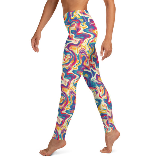 Psychedelic Color Flow Pattern Printed Yoga Leggings