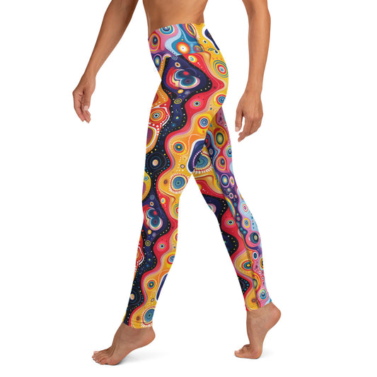 Vibrant Psychedelic Pattern Printed Yoga Leggings