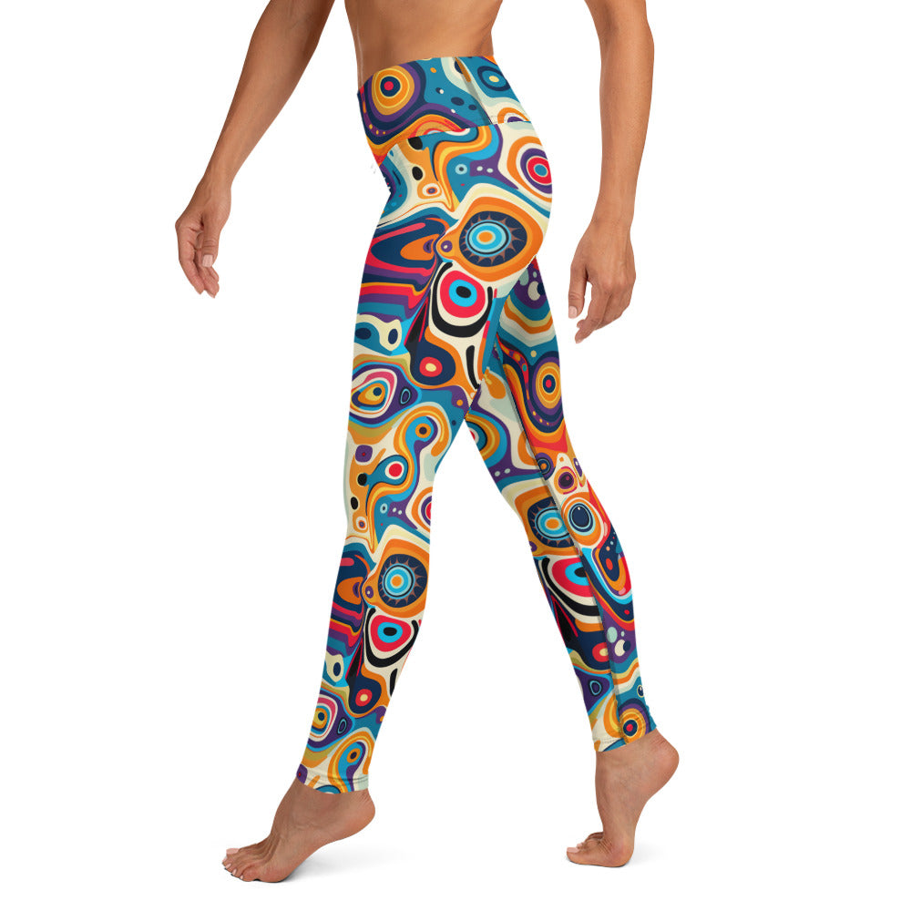 Psychedelic Circles Pattern Printed Yoga Leggings