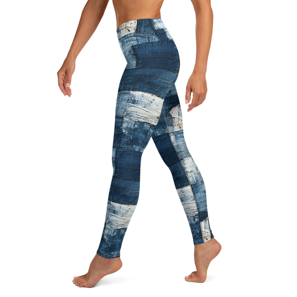 Washed Denim Print Yoga Leggings