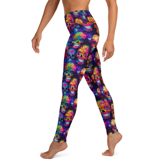 Colorful Sugar Skulls Yoga Leggings