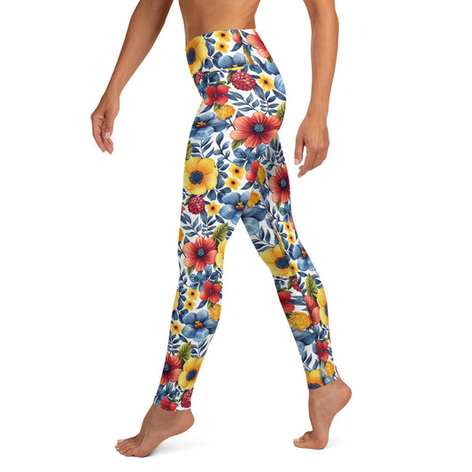 Whispering Tropical Flowers Printed Yoga Leggings