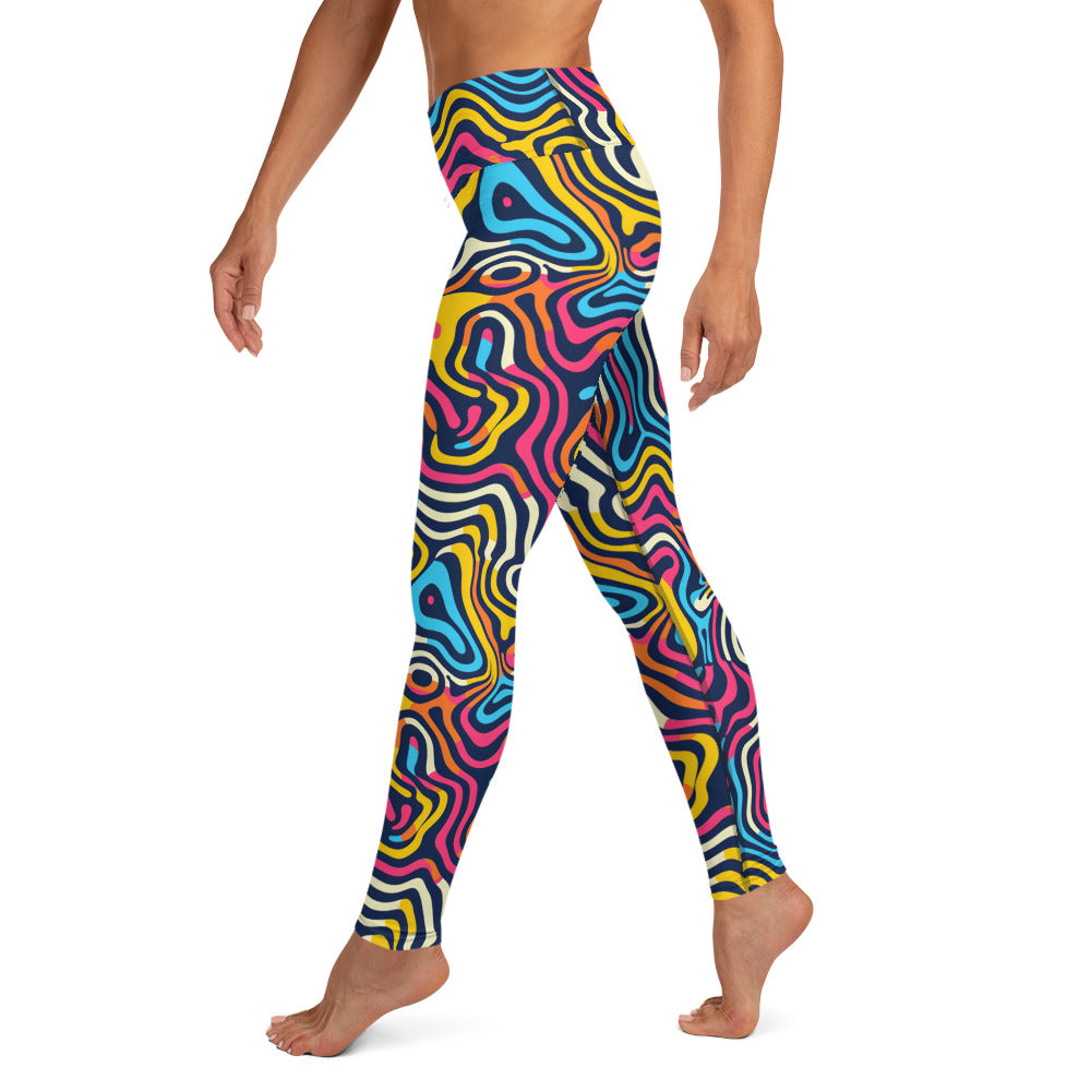 Psychedelic Waves Pattern Yoga Leggings