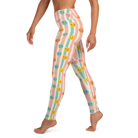 Groovy Smiley Emoji Printed Yoga Leggings