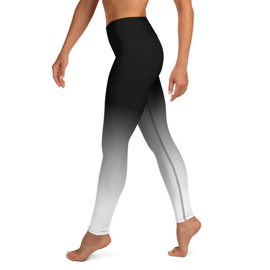 Ombre Black to White Printed Yoga Leggings