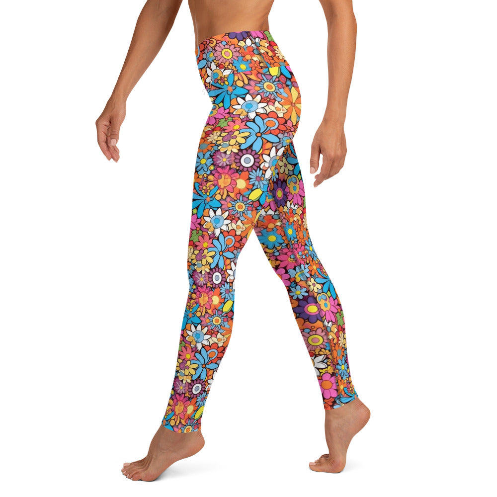 Vibrant Floral Hippie Yoga Leggings