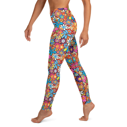 Vibrant Floral Hippie Yoga Leggings