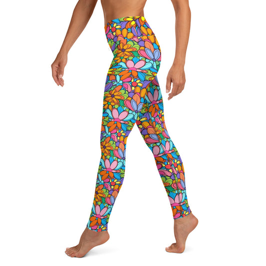 Bright Floral Hippie Yoga Leggings