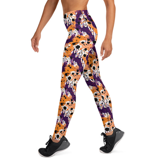 Orange Black Purple Color Splatter Yoga Leggings