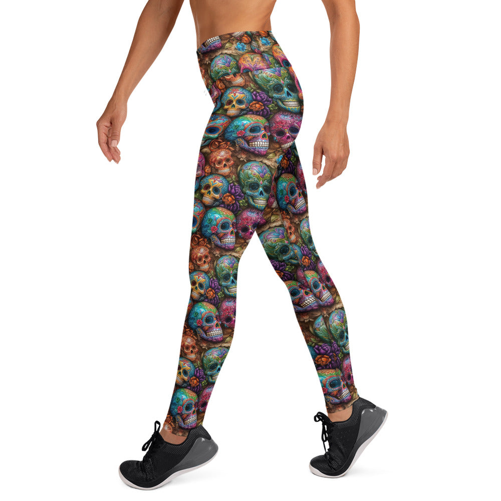 Colorful Sugar Skull Printed Yoga Leggings