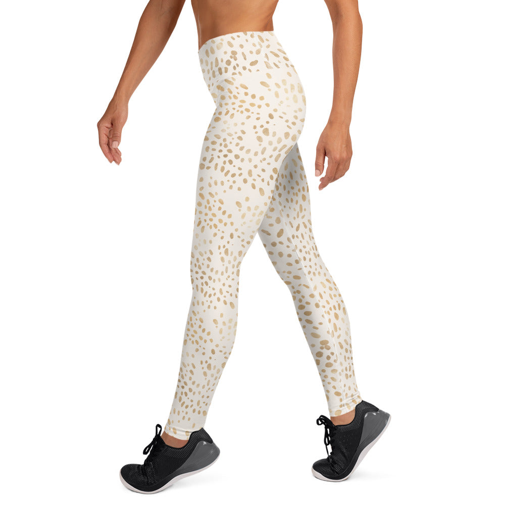 Shimmering Golden Deer Skin Printed Yoga Leggings