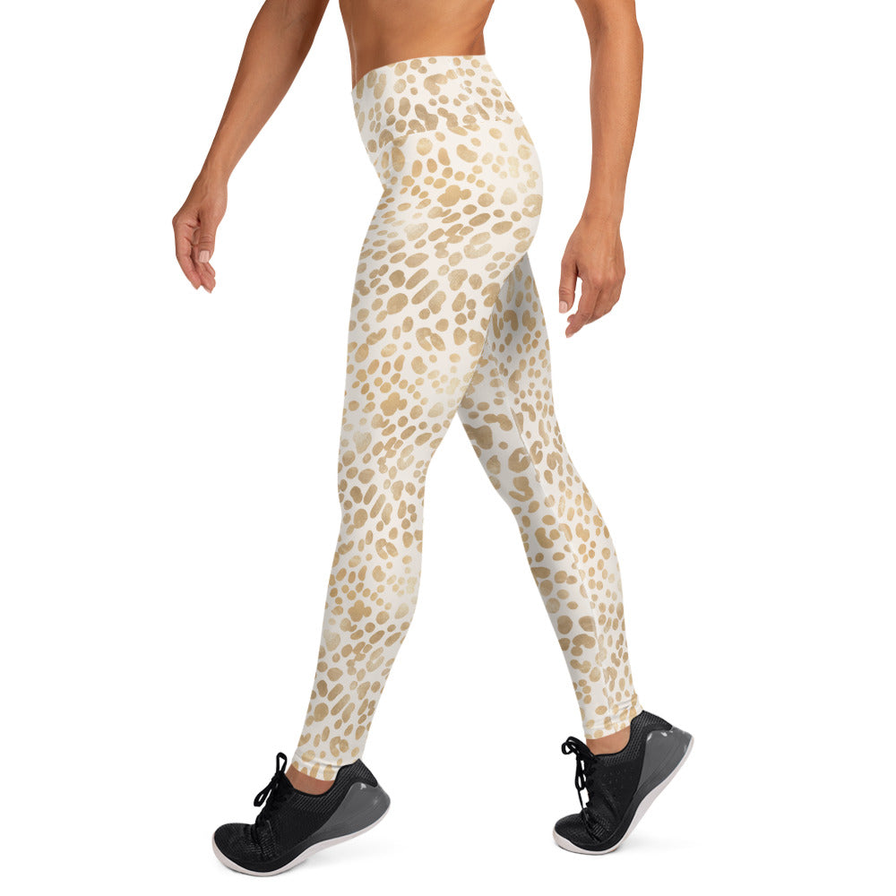 Shimmering Golden Leopard Skin Printed Yoga Leggings