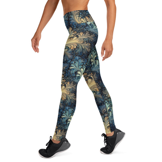 Liquid Abstract Leaves Pattern Printed Yoga Leggings