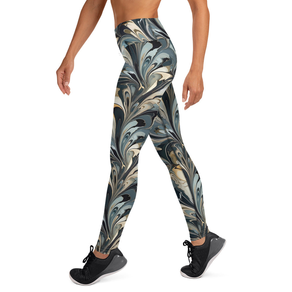 Abstract Liquid Waves Pattern Printed Yoga Leggings