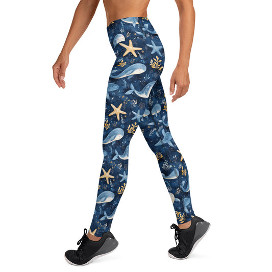 Dance of Whales & Starfish Printed Yoga Leggings