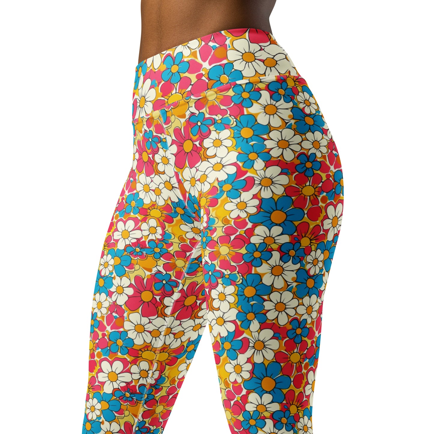 Spring Floral Print Yoga Leggings