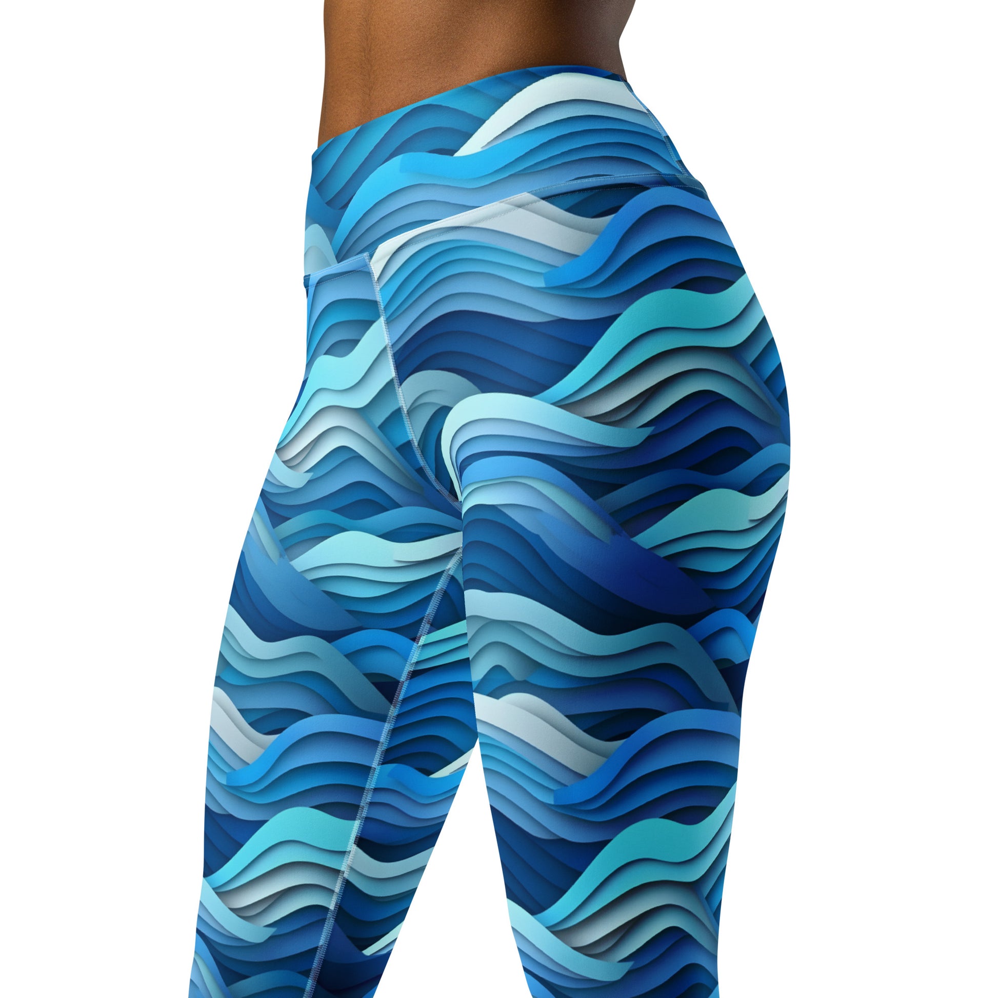 Waves Are Blue Yoga Leggings