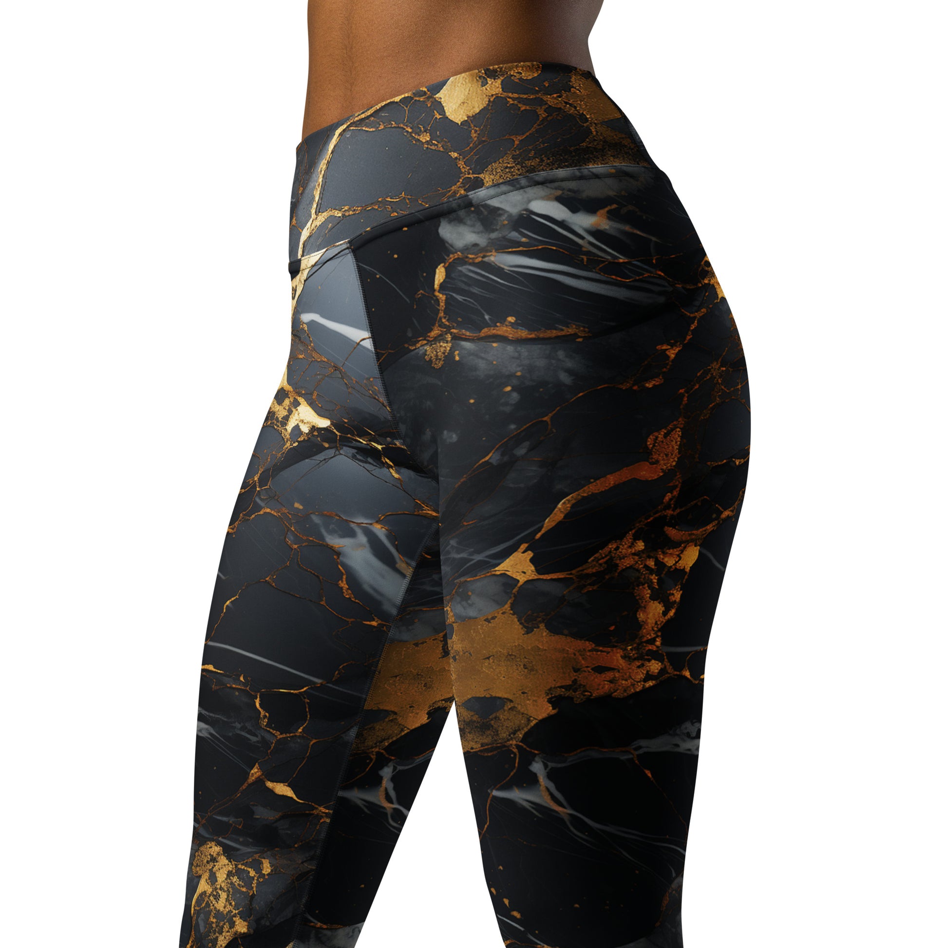 Black & Gold Marble Yoga Leggings