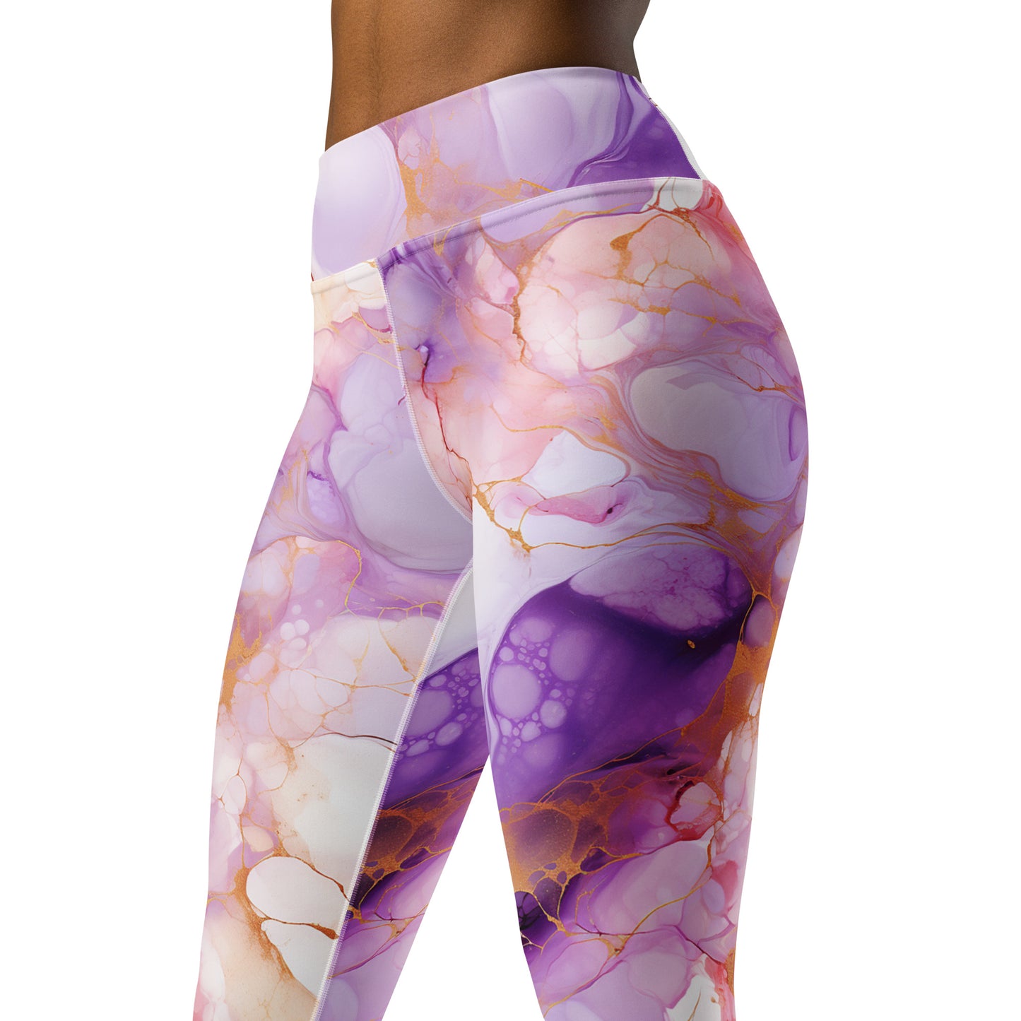 Shaddes of Purple Marble Yoga Leggings