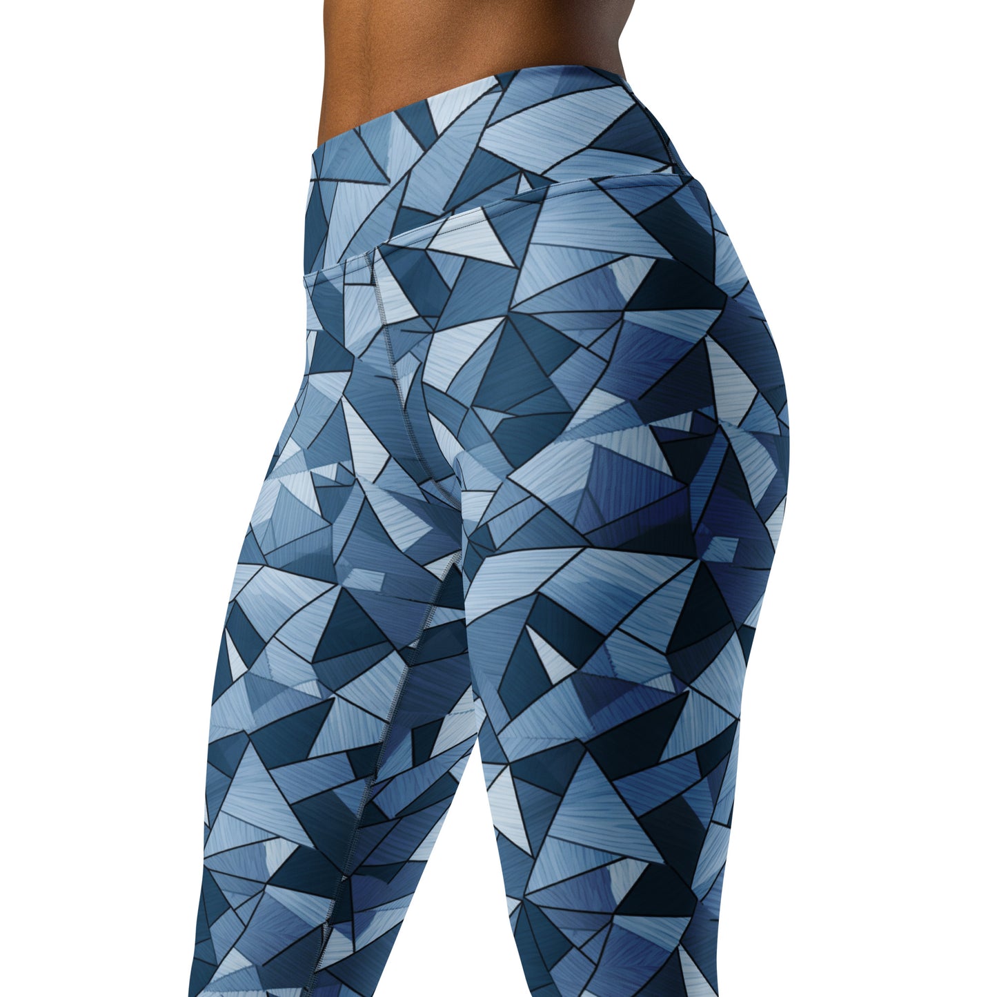 Denim Geometric Pattern Yoga Leggings