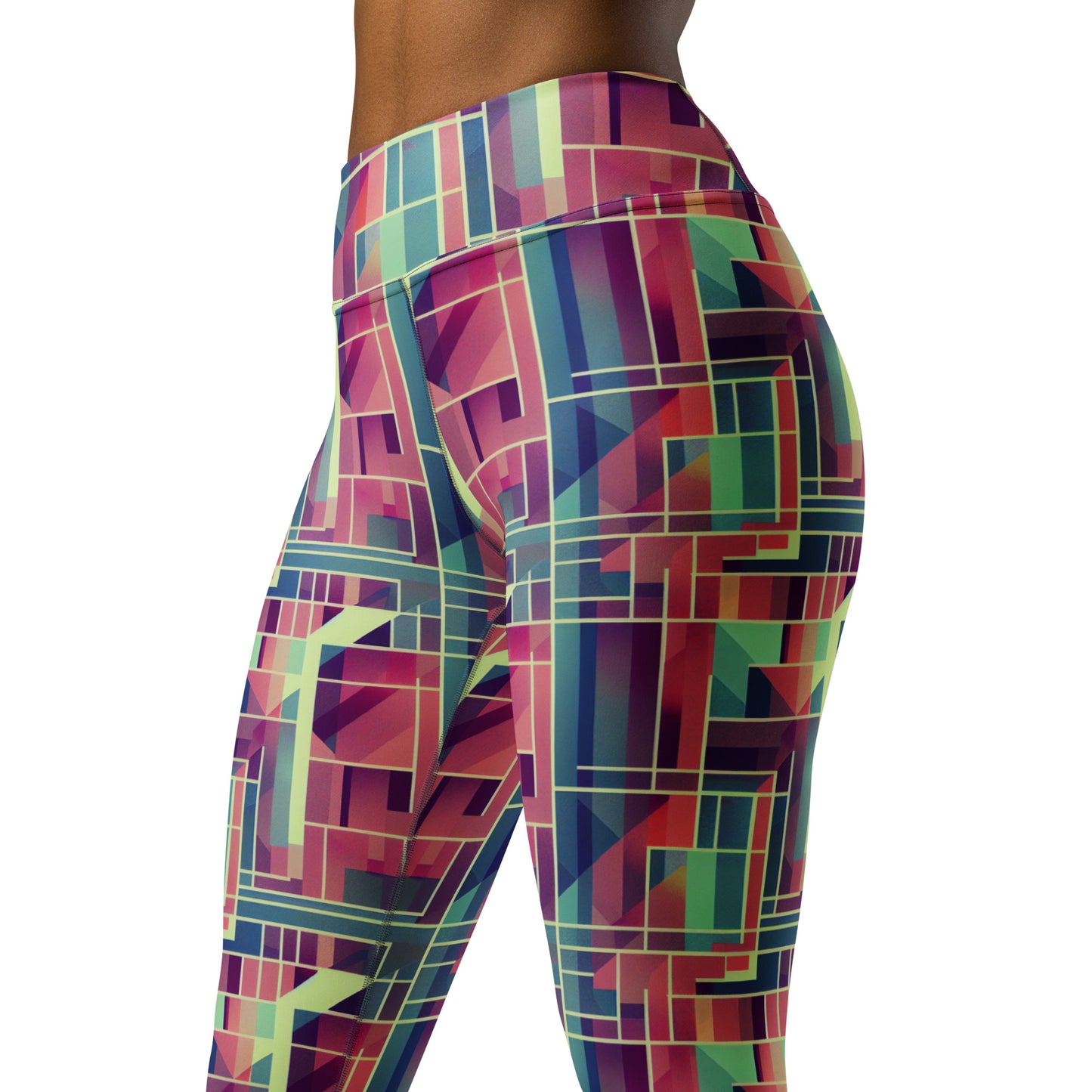 Square Geometric Pattern Yoga Leggings