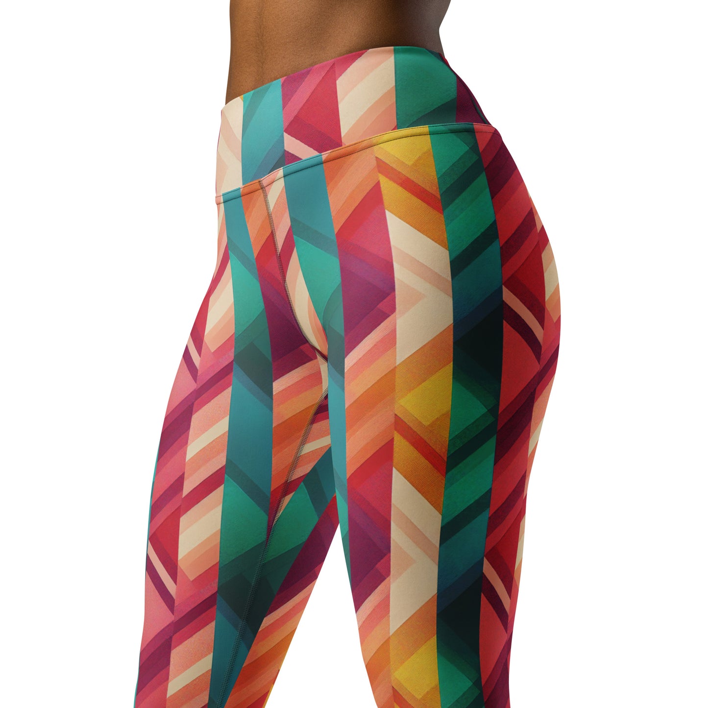 Stripe Geometric Pattern Yoga Leggings