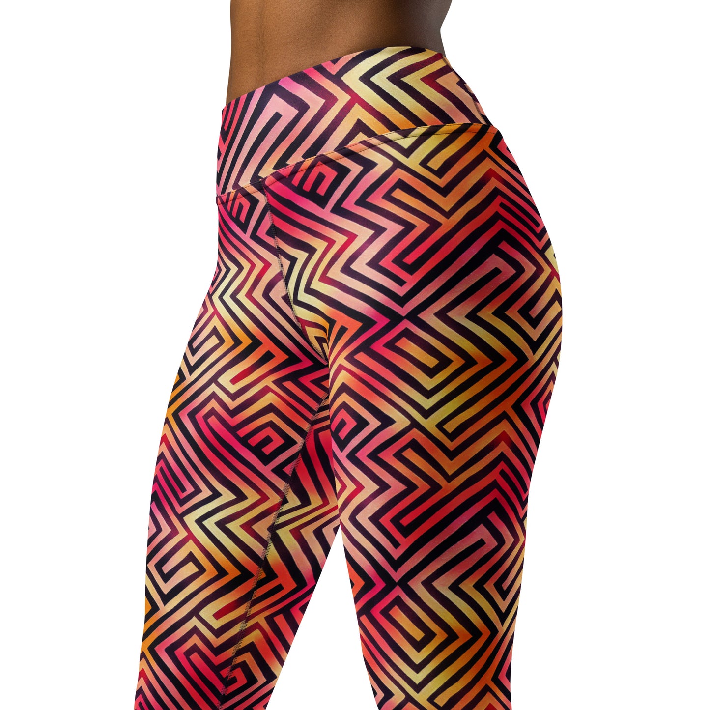 Colorful Maze Pattern Yoga Leggings