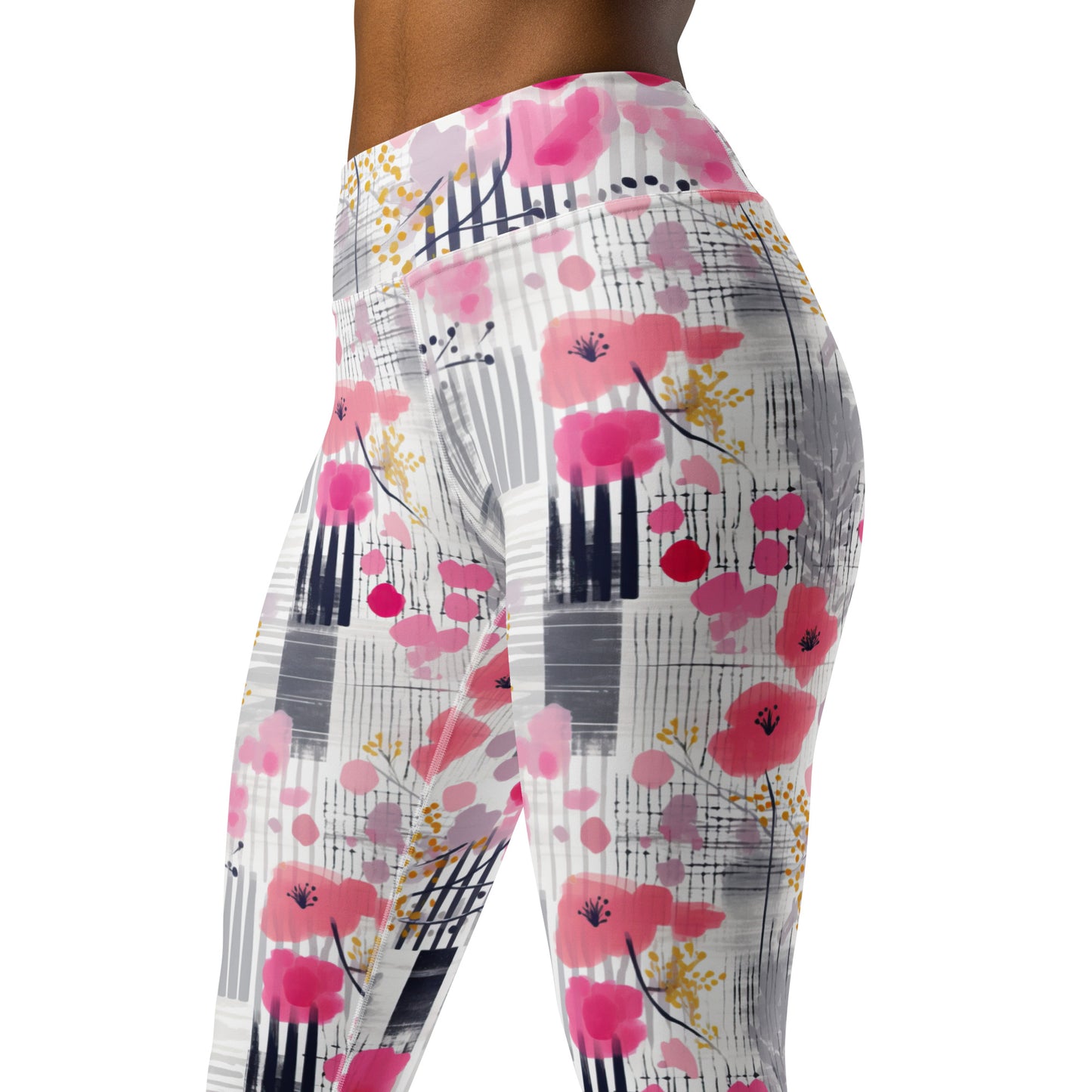 Pink Floral Printed Yoga Leggings