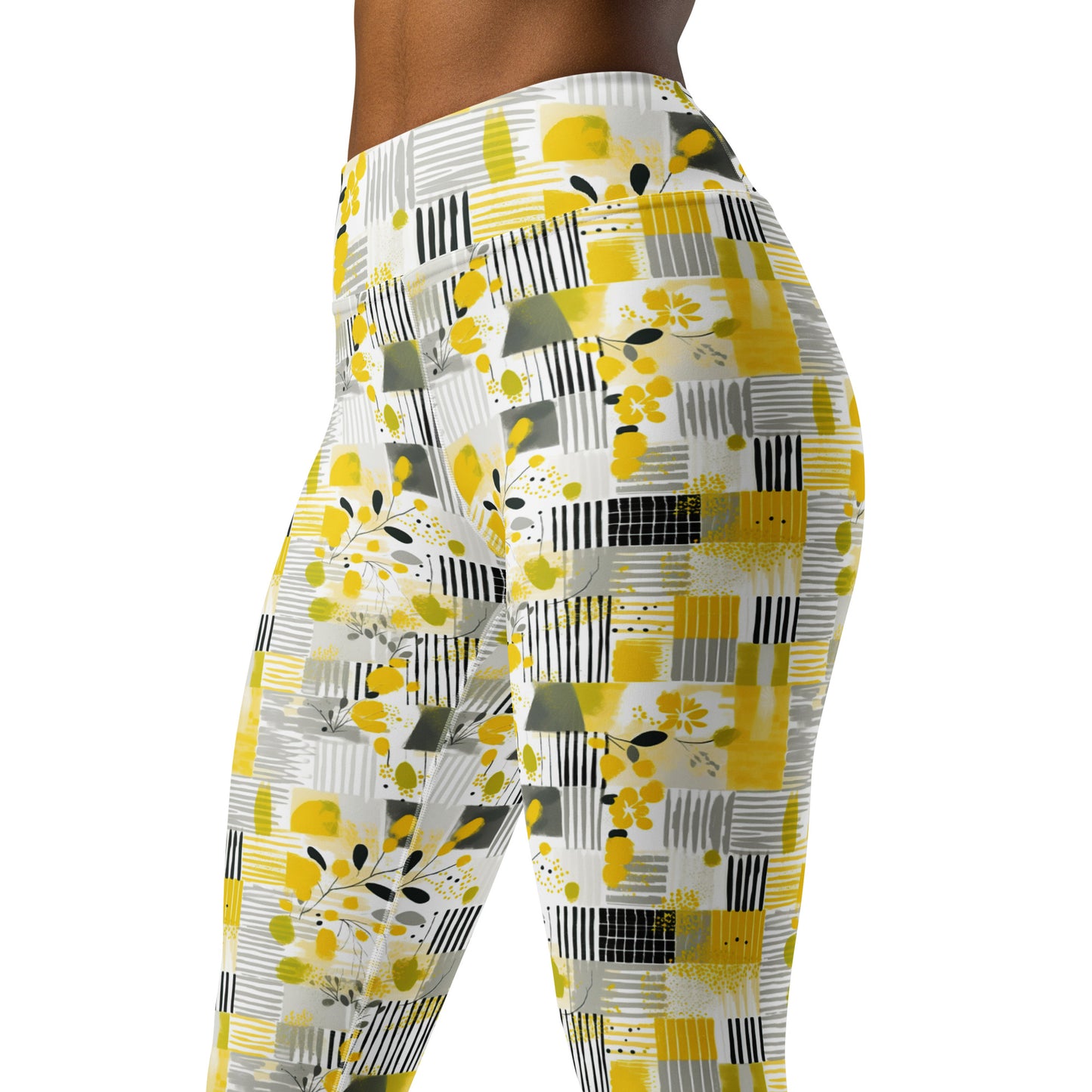 Yellow Bloom Printed Yoga Leggings