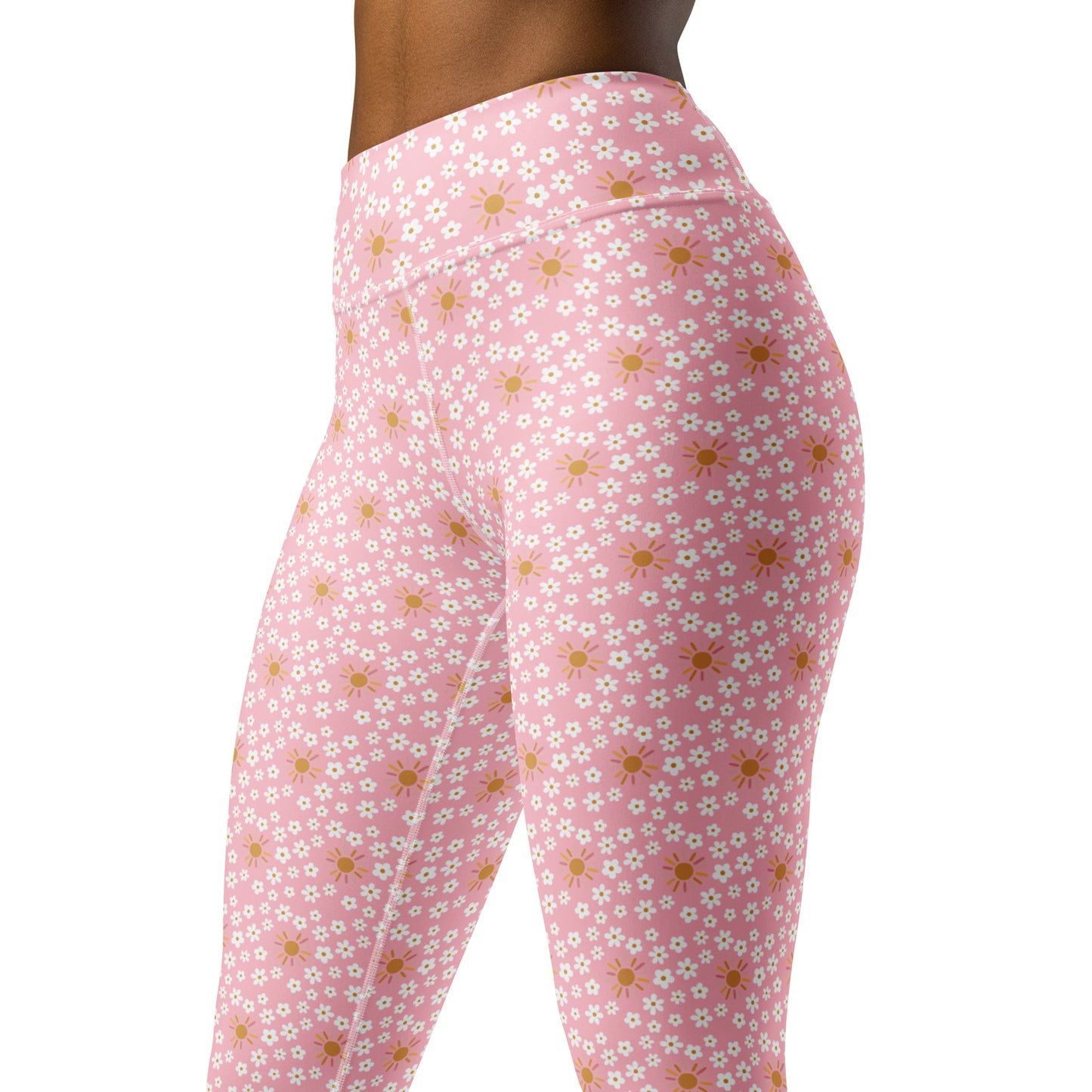 Pink Floral Printed Yoga Leggings