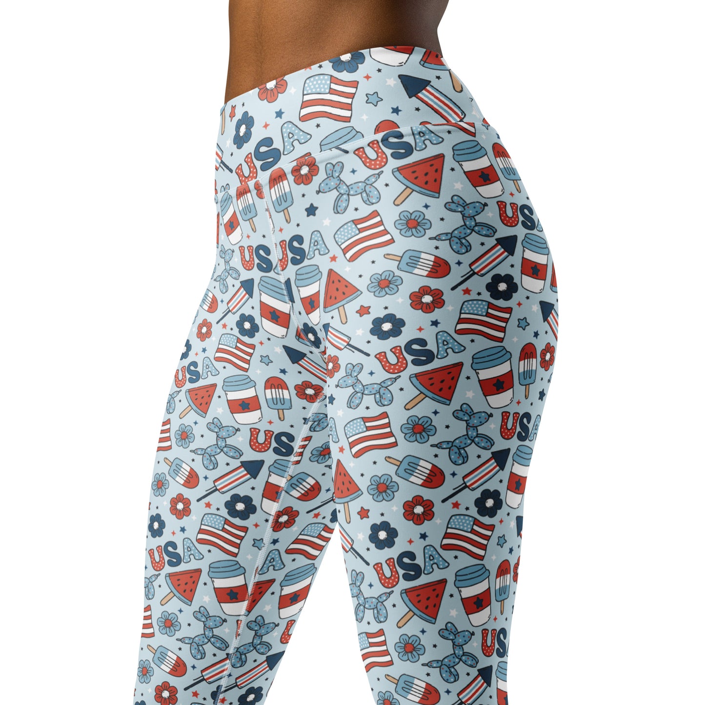 USA Patriotic Party Print Yoga Leggings