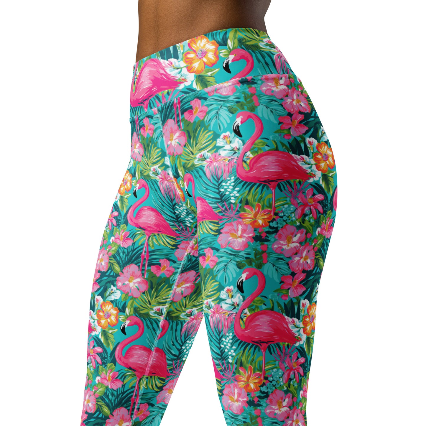 Tropical Flamingo Print Yoga Leggings