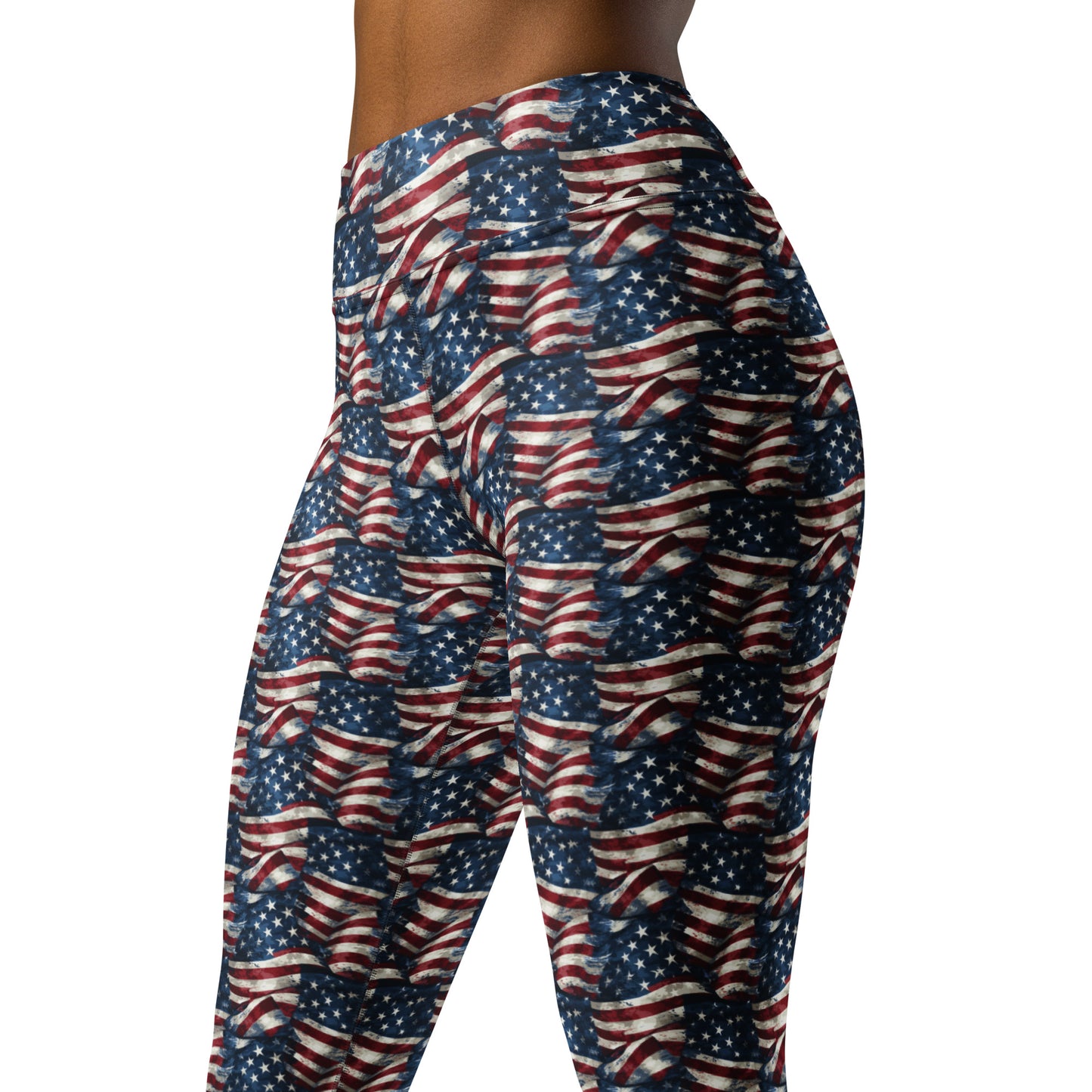 USA Flag Printed Patriotic Yoga Leggings