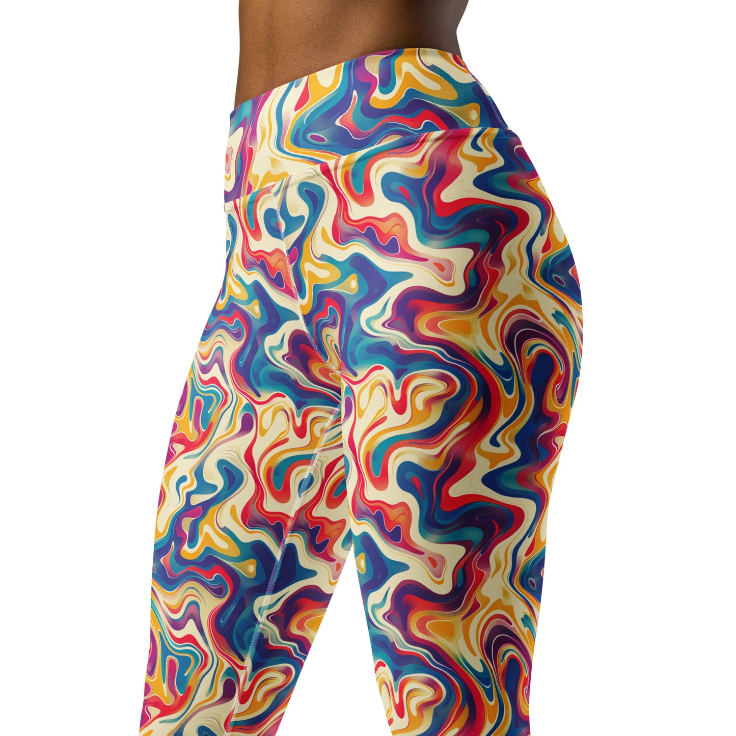 Psychedelic Color Flow Pattern Printed Yoga Leggings