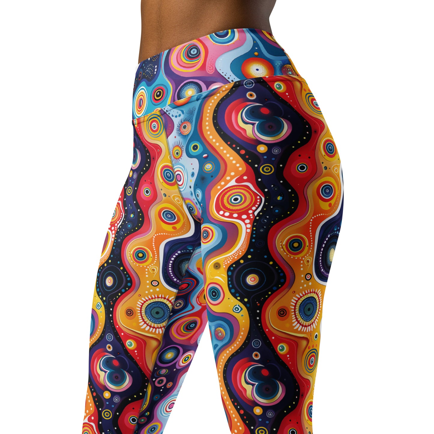 Vibrant Psychedelic Pattern Printed Yoga Leggings