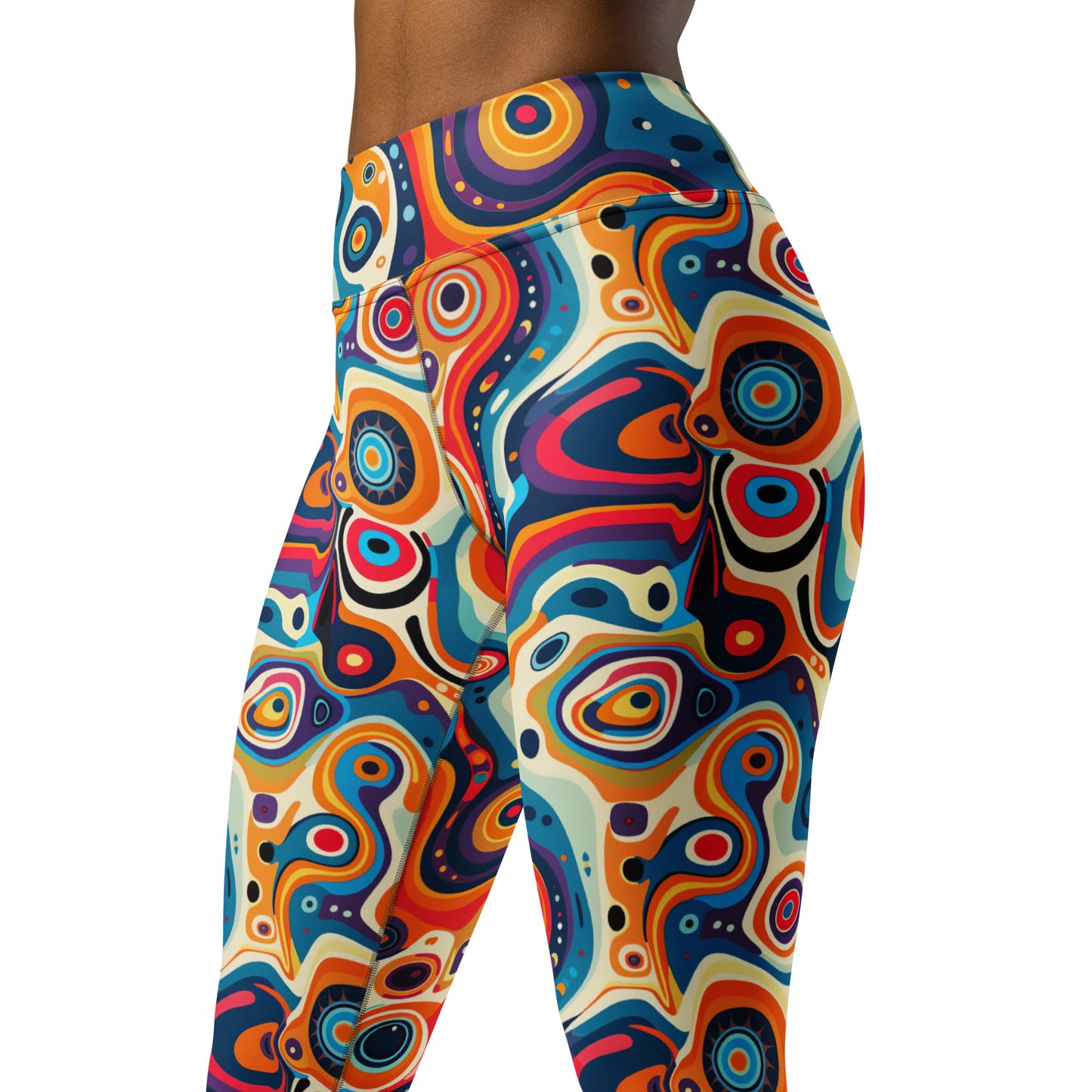 Psychedelic Circles Pattern Printed Yoga Leggings