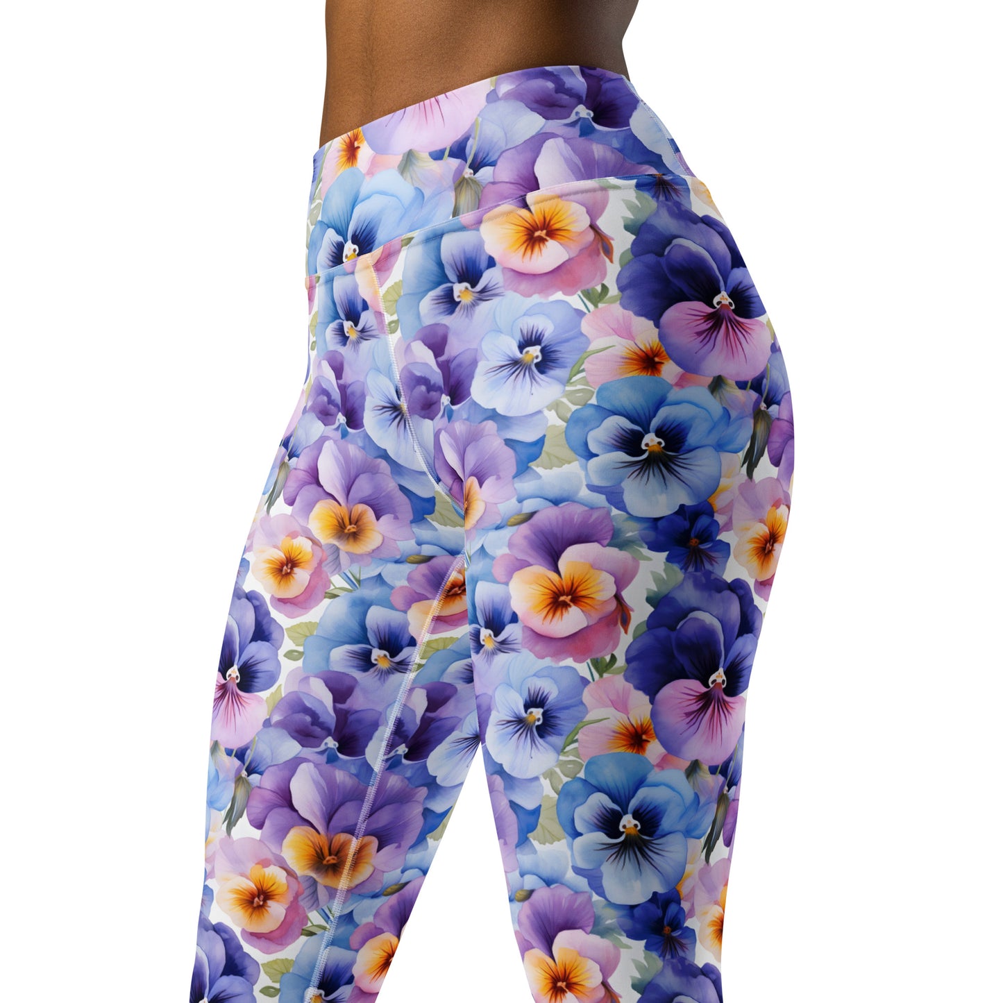 Whispering Pansies Floral Yoga Leggings