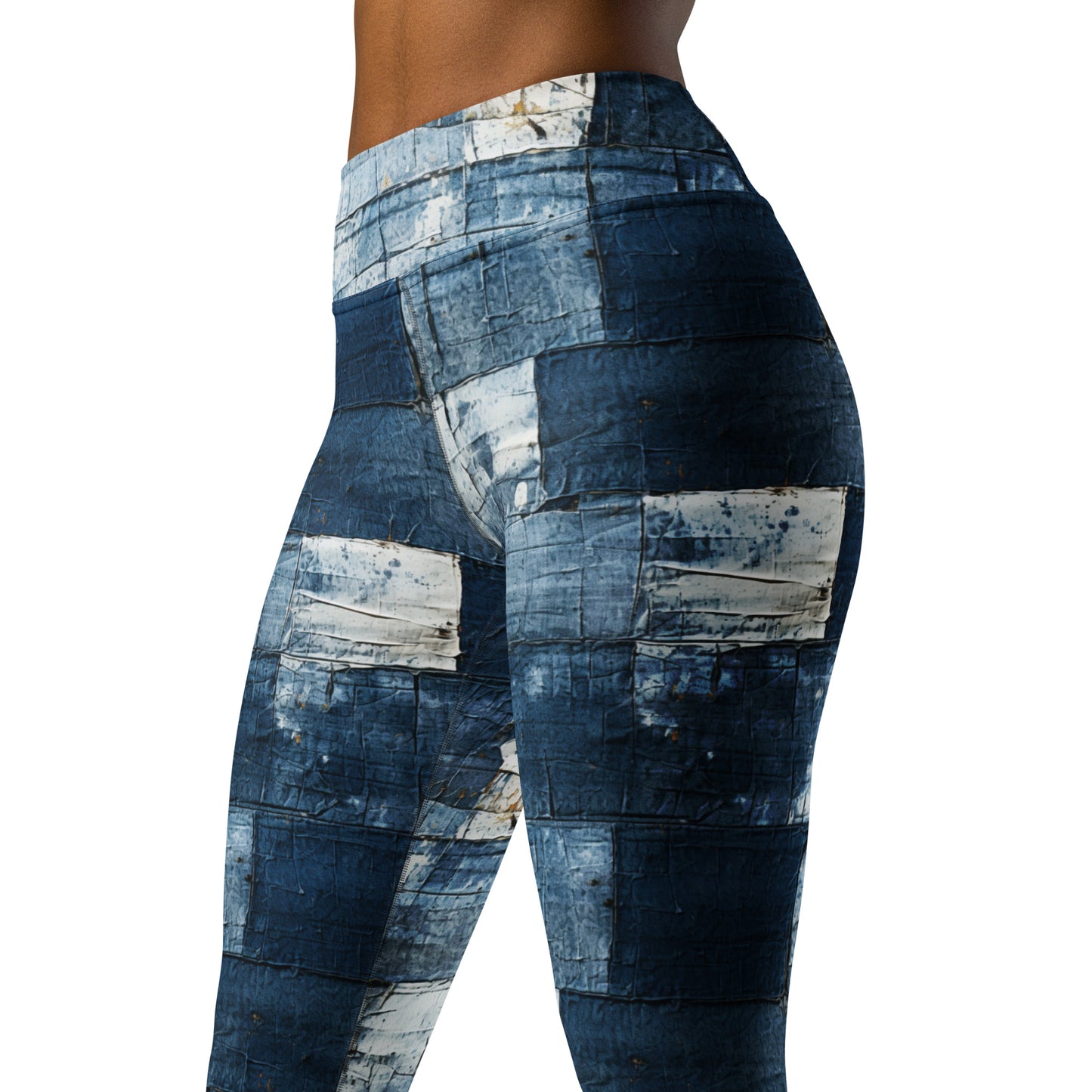 Washed Denim Print Yoga Leggings