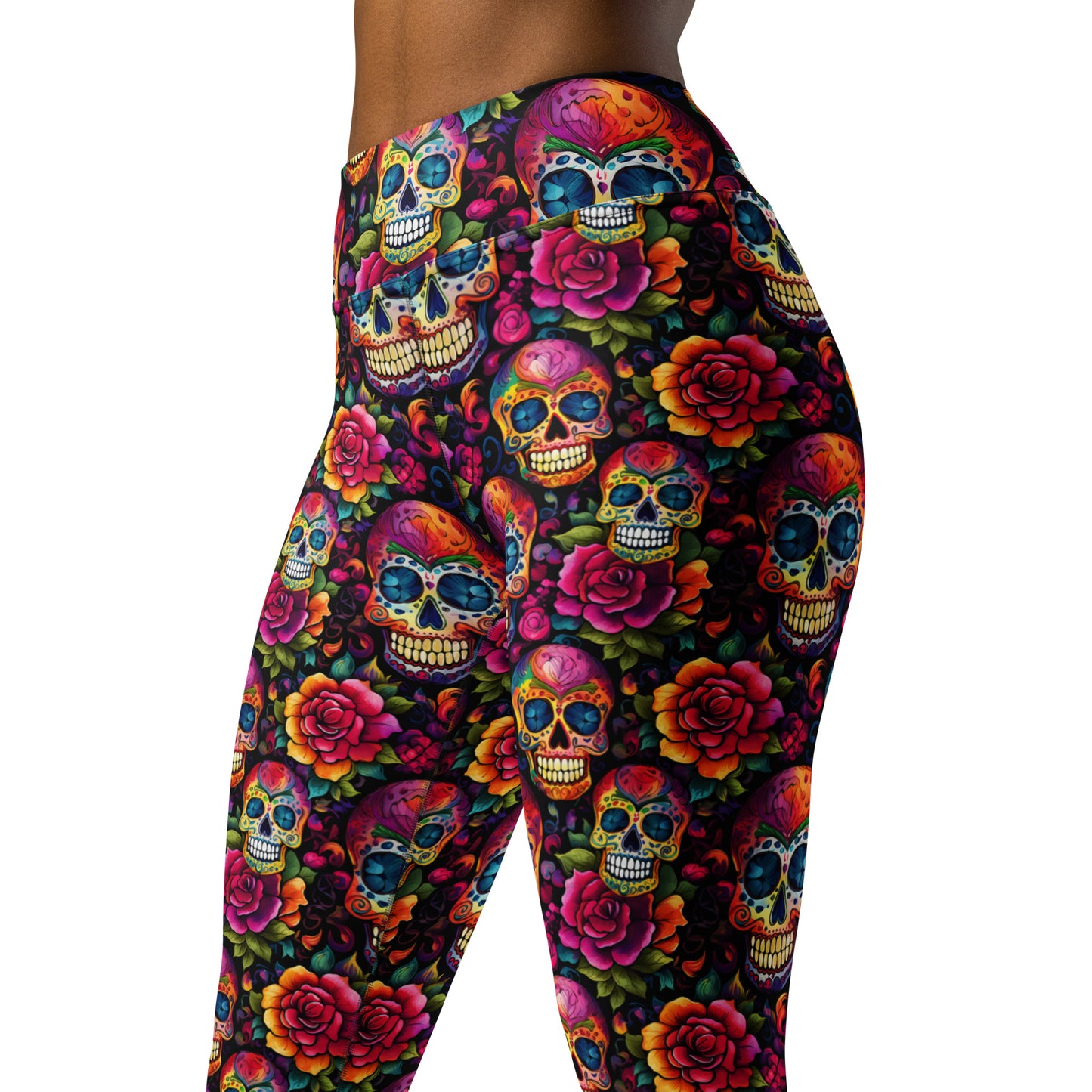 Sugar Skull & Roses Yoga Leggings