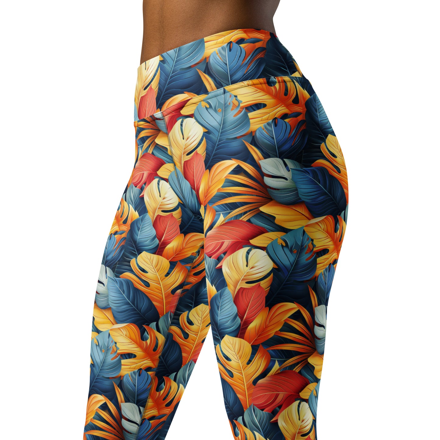 Colorful Tropical Foliage Printed Yoga Leggings